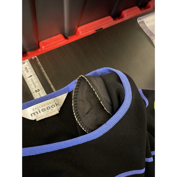 Exclusively Misook Womens Maxi Dress Size Small Black Striped Office Modern - Picture 6 of 7